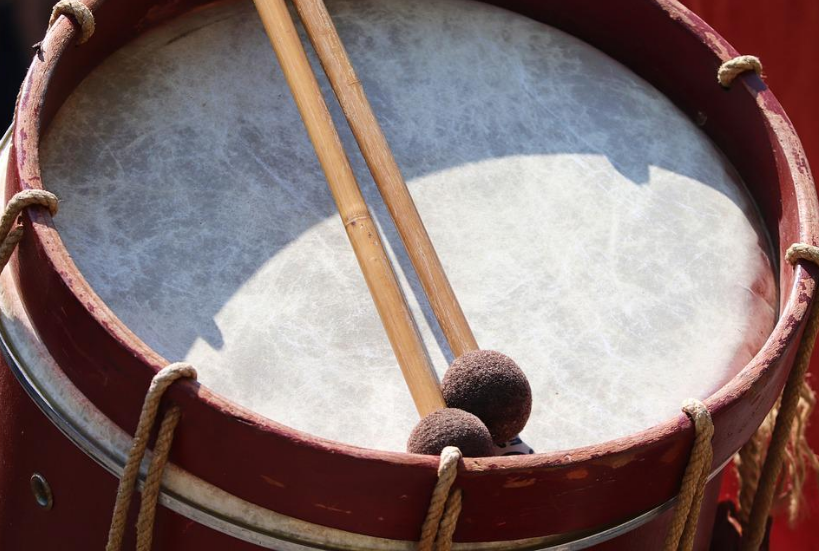 a drum membrane on display